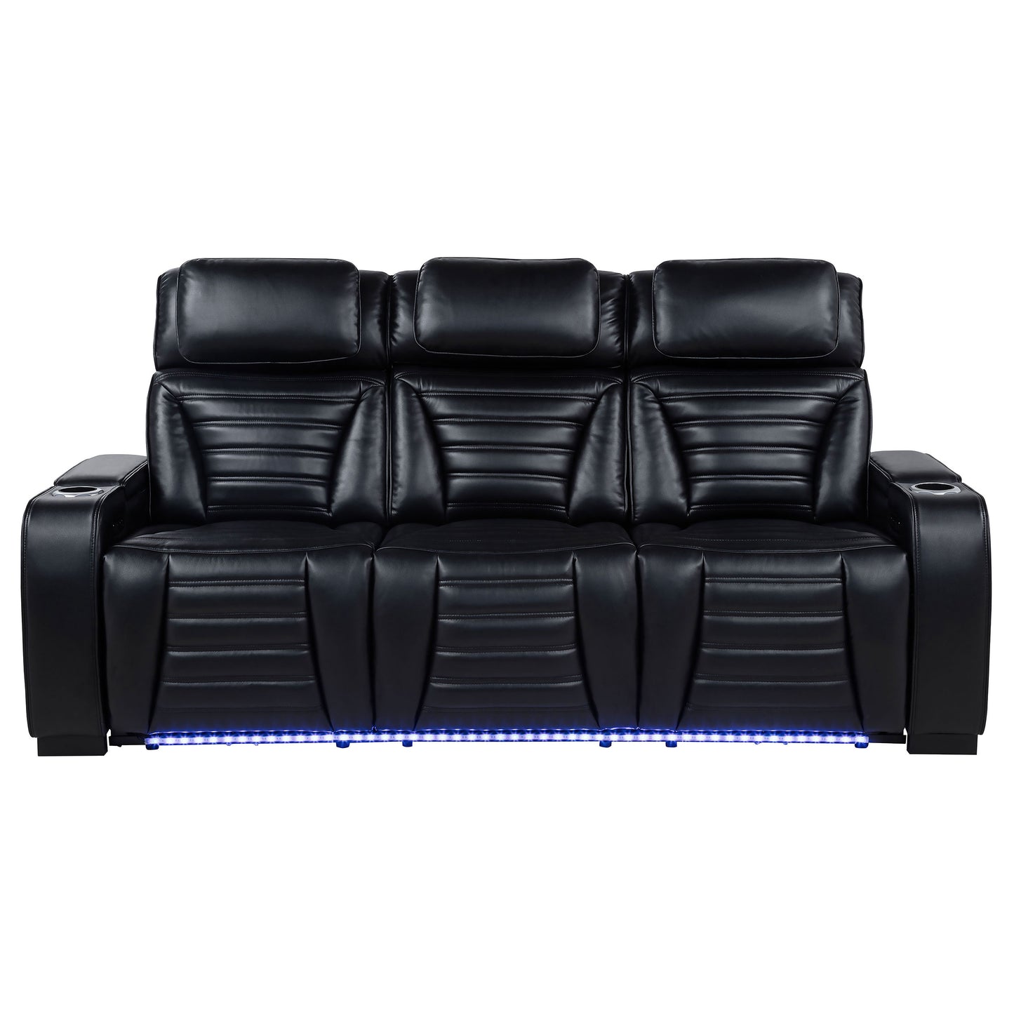 Zuma Dual Power Reclining Sofa with Reading Lights and Storage Black