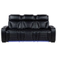 Zuma Dual Power Reclining Sofa with Reading Lights and Storage Black