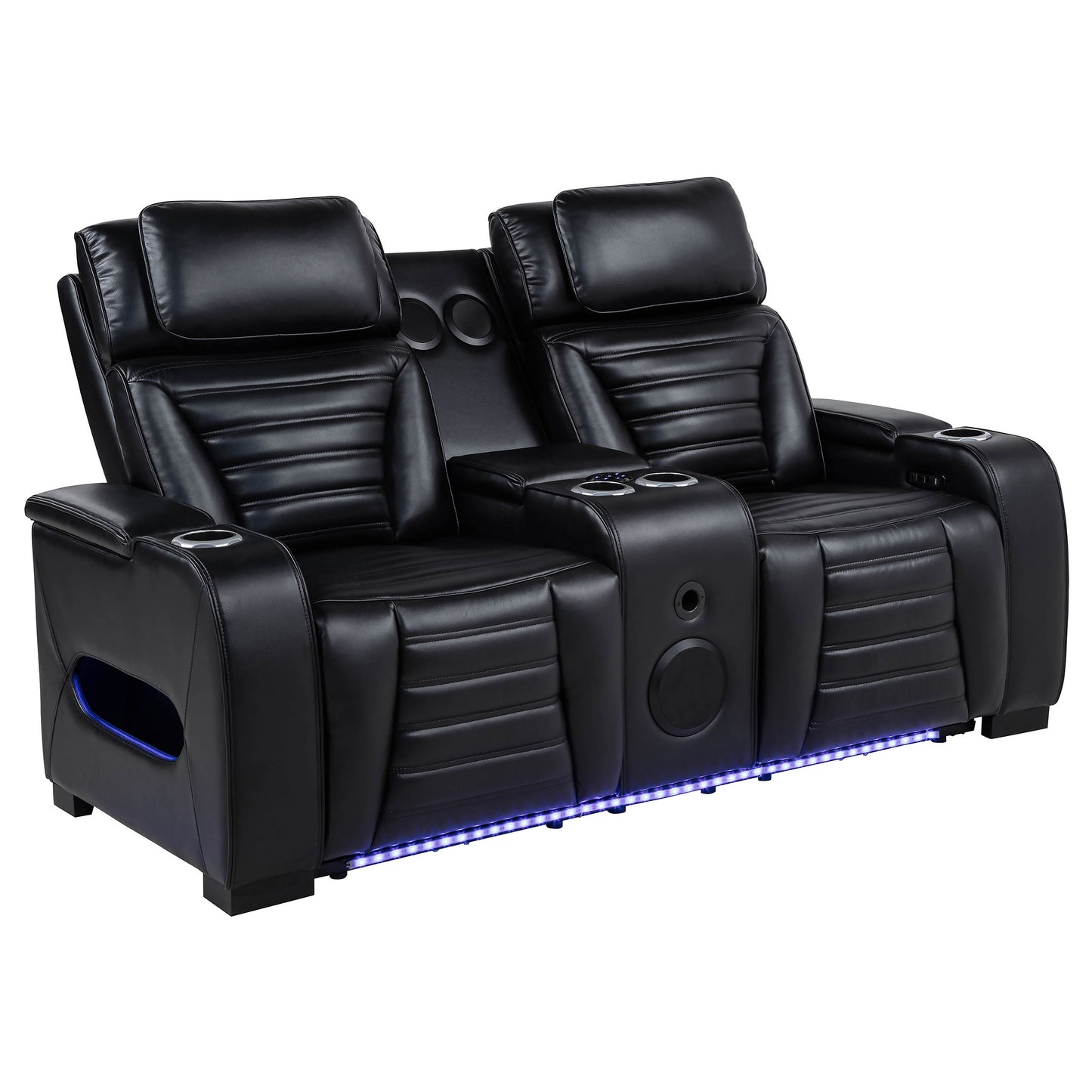 Zuma Dual Power Reclining Loveseat with Bluetooth and Storage Black