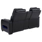 Zuma Dual Power Reclining Loveseat with Bluetooth and Storage Black