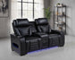 Zuma Dual Power Reclining Loveseat with Bluetooth and Storage Black