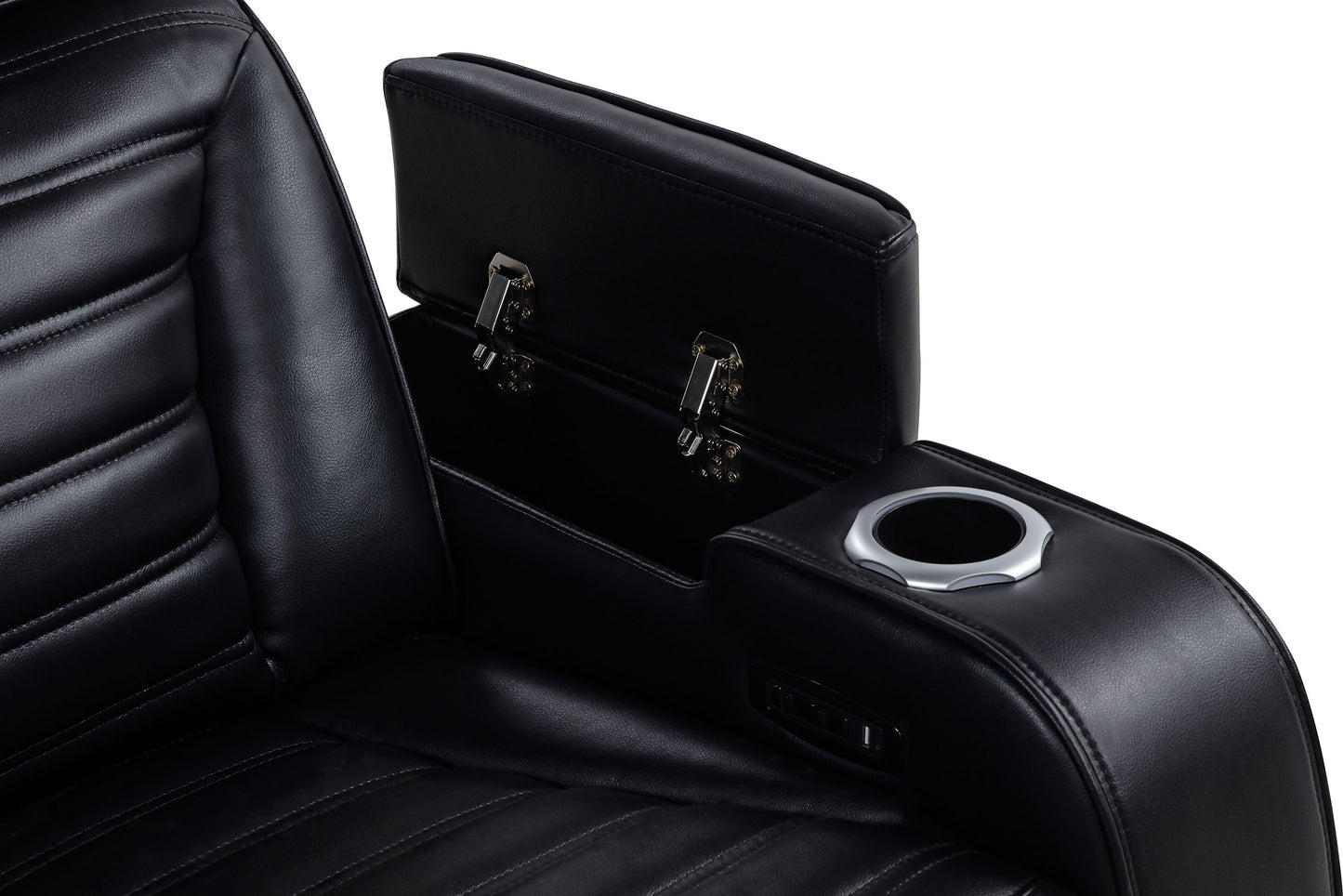 Zuma Dual Power Reclining Loveseat with Bluetooth and Storage Black