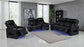 Zuma Dual Power Reclining Loveseat with Bluetooth and Storage Black