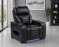 Zuma Dual Power Recliner with Cupholder Storage and LED Lighting Black