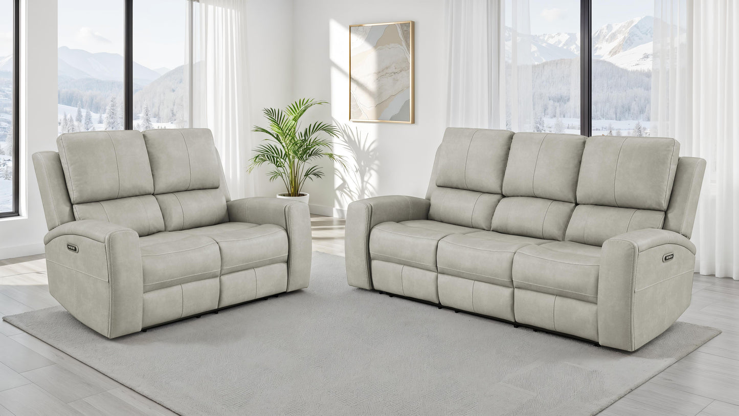 Brickston 2-piece Triple Power Reclining Sofa Set Grey
