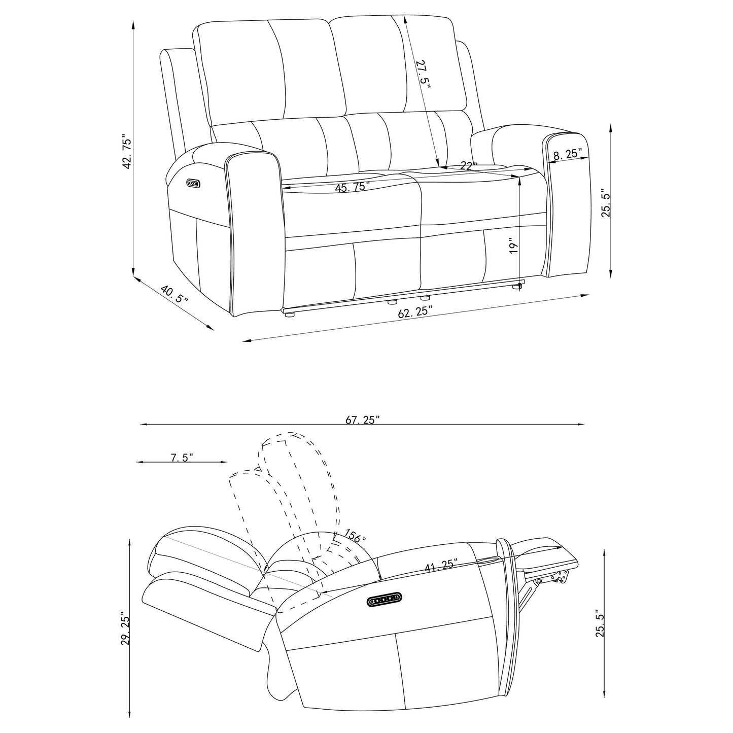Brickston 2-piece Triple Power Reclining Sofa Set Grey