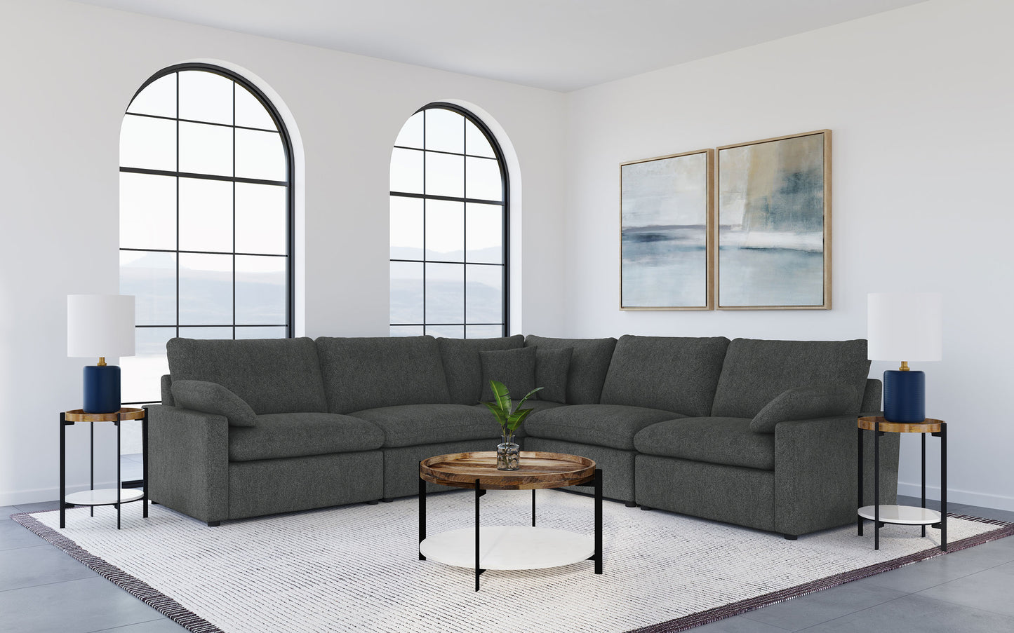 Collins Modular Armless Chair Dark Grey