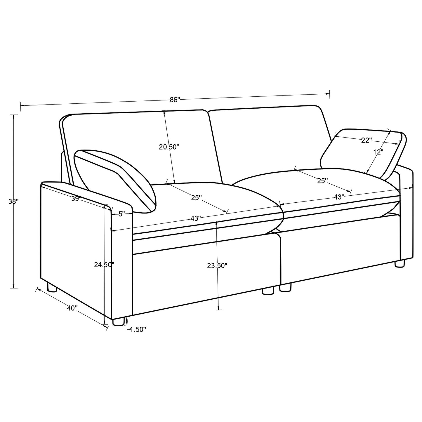 Collins Modular Power Loveseat Grey