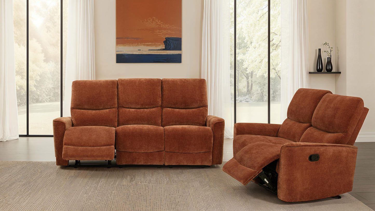 Navarro 2-piece Upholstered Reclining Sofa Set Orange
