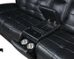 Hewitt Leather Dual Power Reclining Sectional Sofa Black