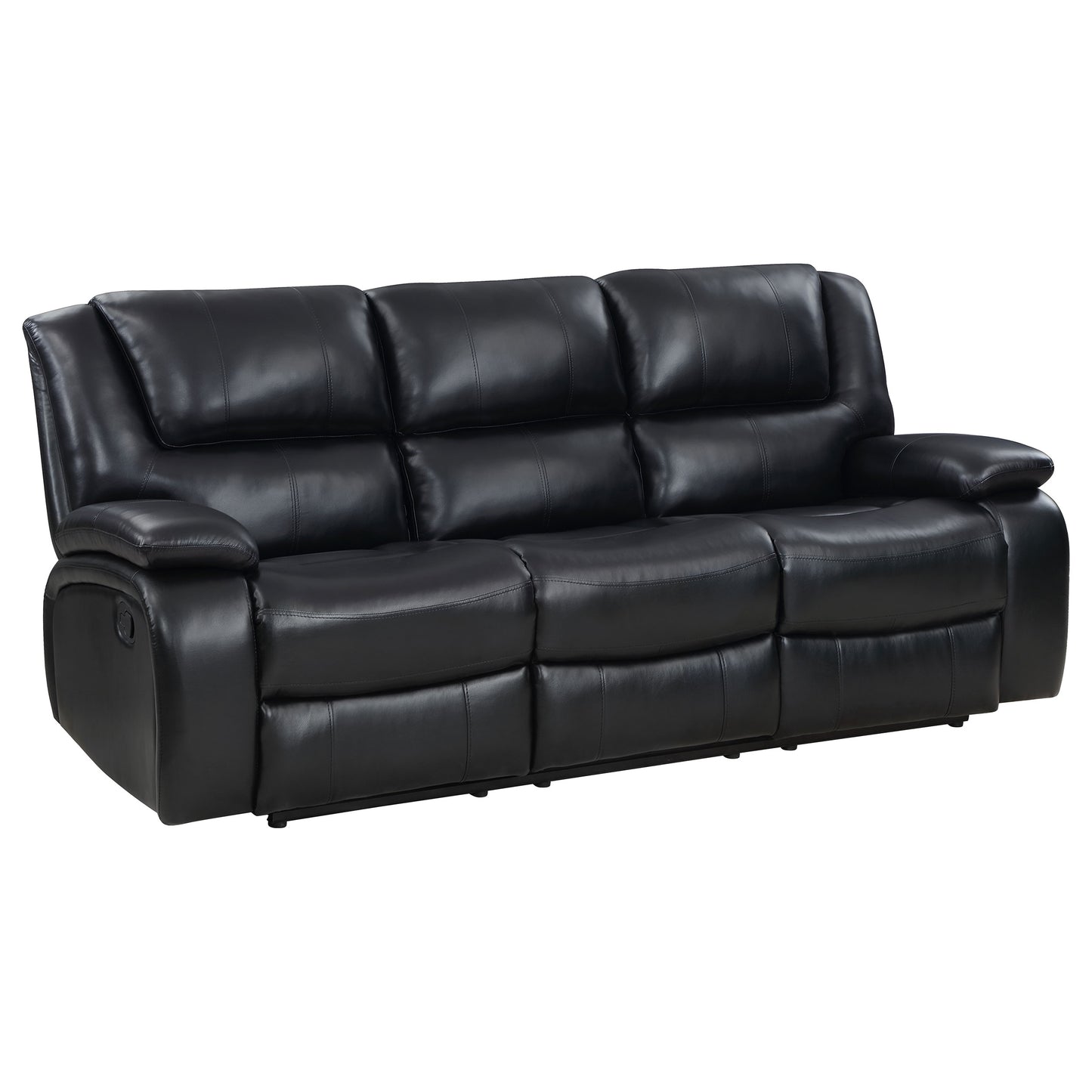 Camila 2-piece Upholstered Reclining Sofa Set Black