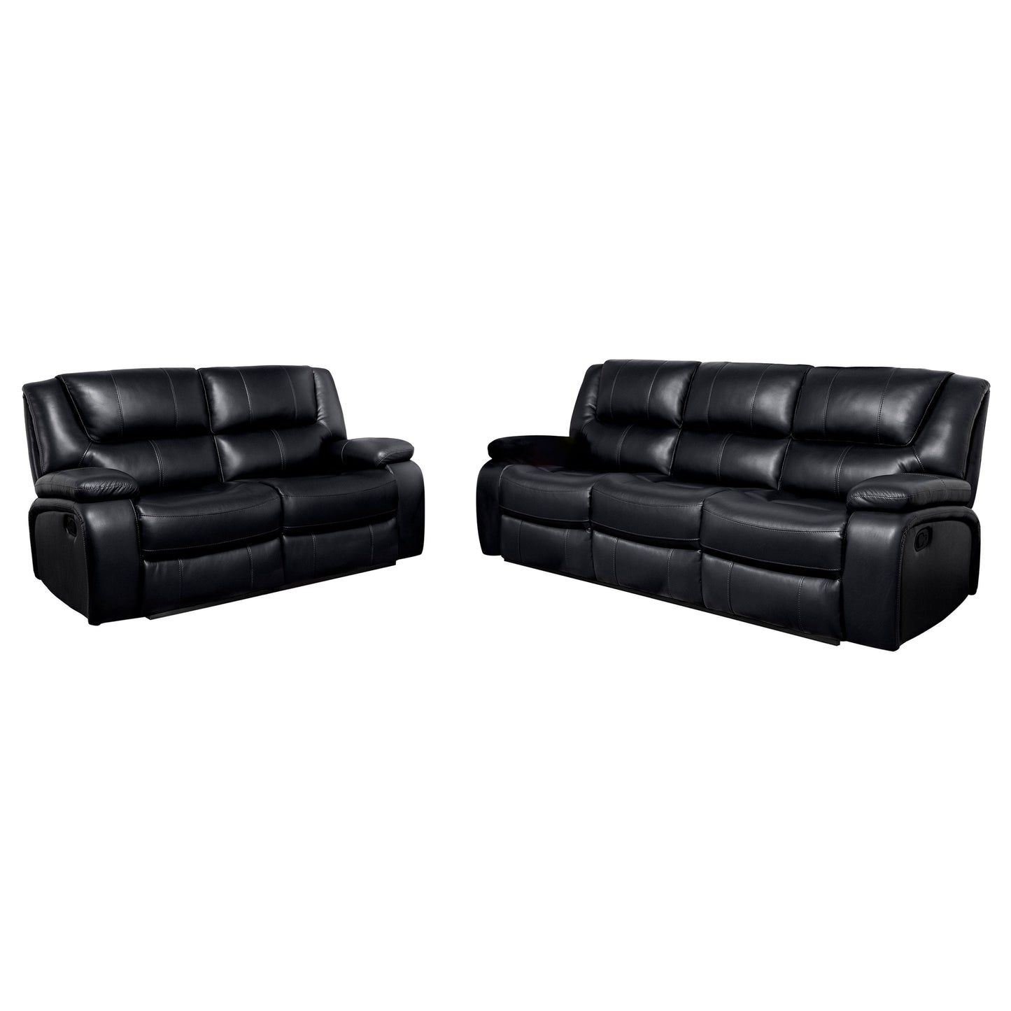 Camila 2-piece Upholstered Reclining Sofa Set Black