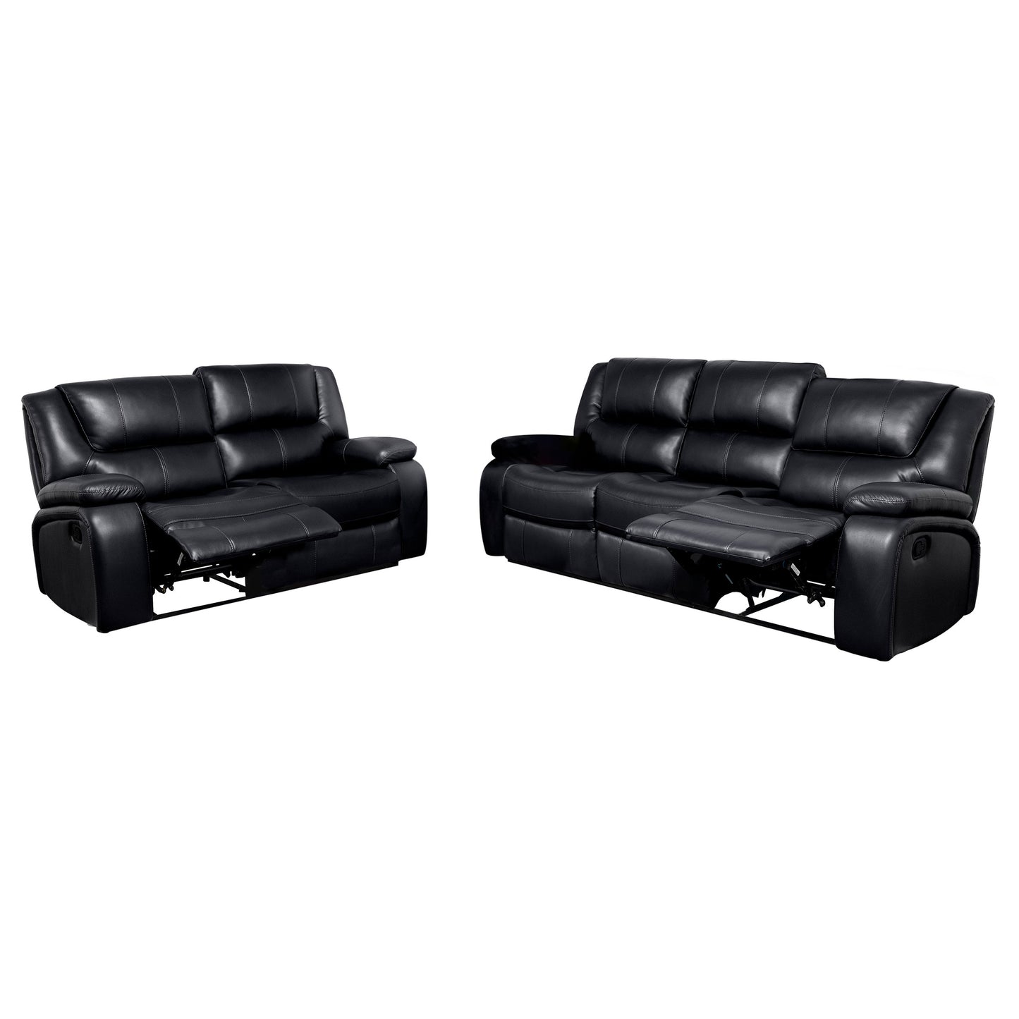 Camila 2-piece Upholstered Reclining Sofa Set Black