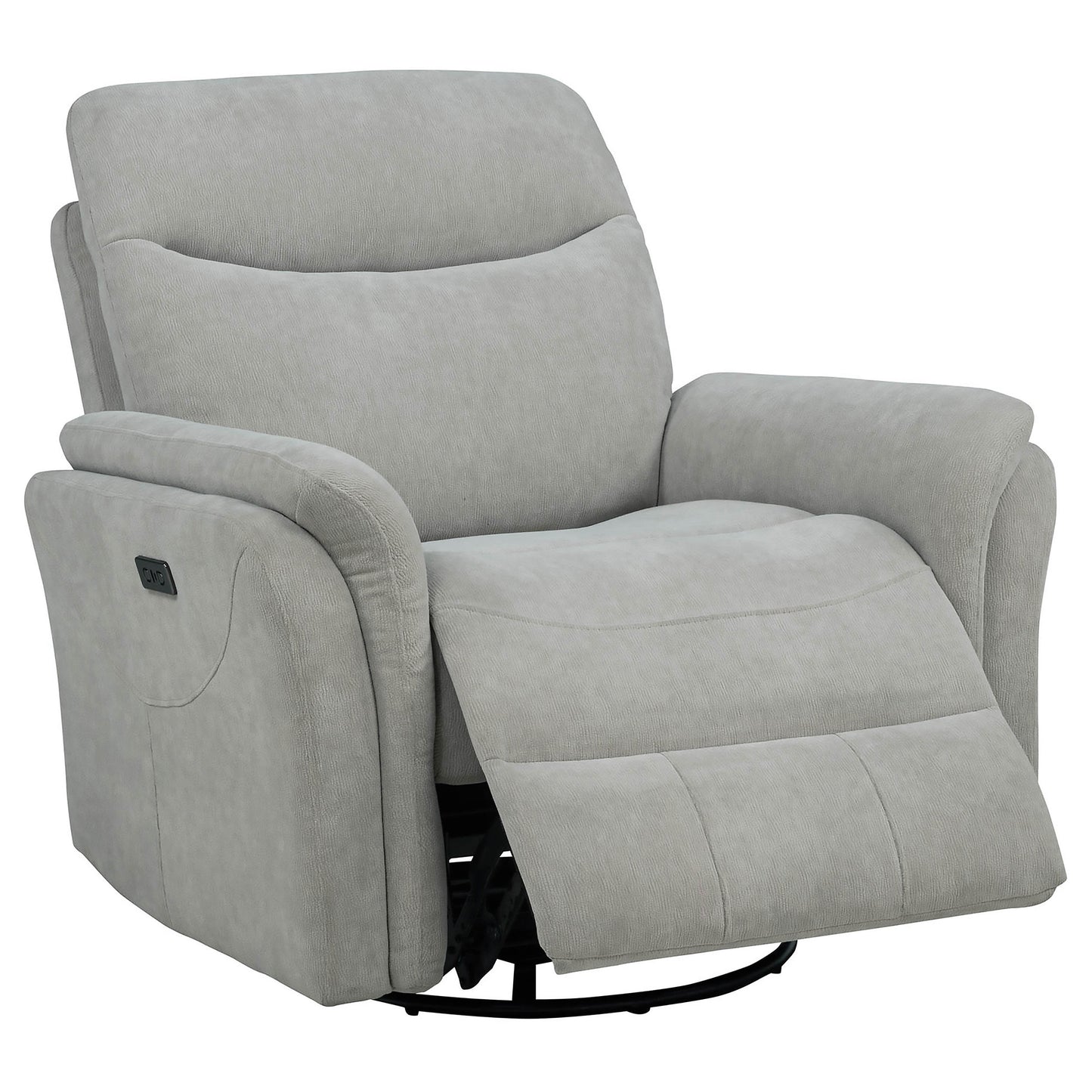 Adler Upholstered Power Swivel Glider Recliner Greige