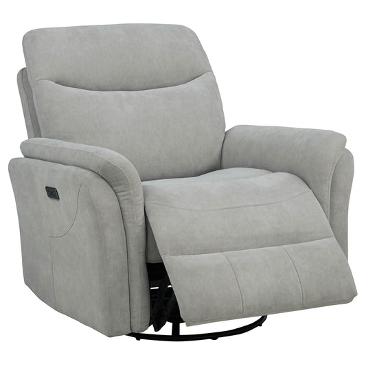 Adler Upholstered Power Swivel Glider Recliner Greige