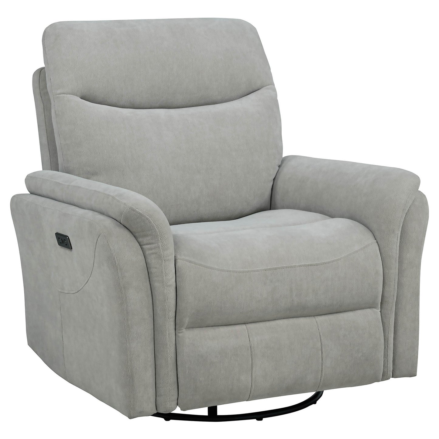 Adler Upholstered Power Swivel Glider Recliner Greige