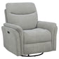 Adler Upholstered Power Swivel Glider Recliner Greige