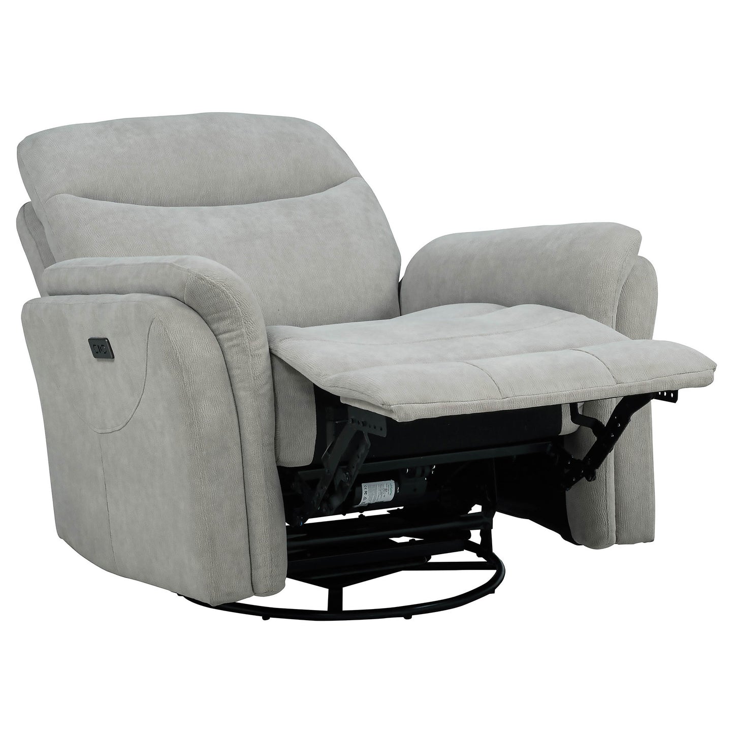Adler Upholstered Power Swivel Glider Recliner Greige