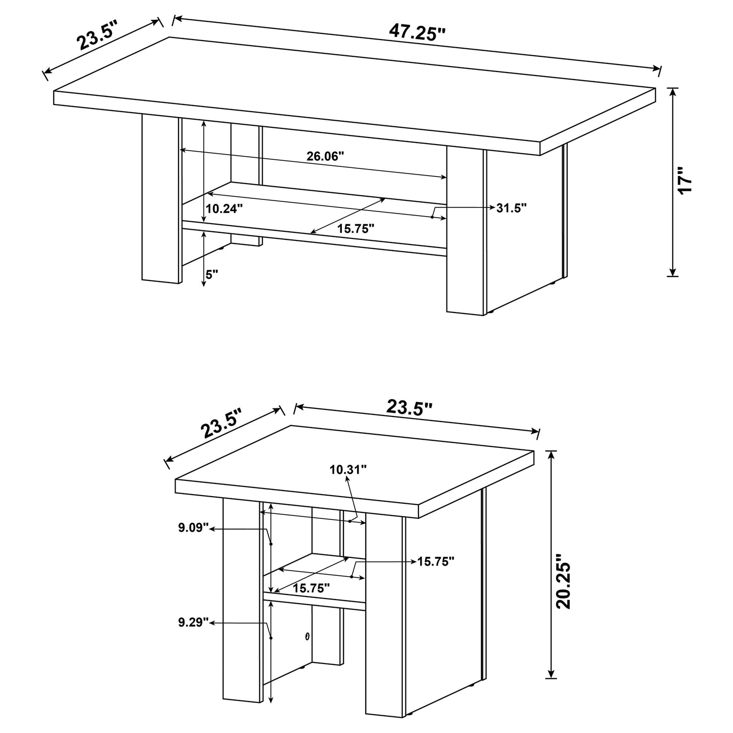 Rodez 3-piece Engineered Wood Coffee Table Set Black