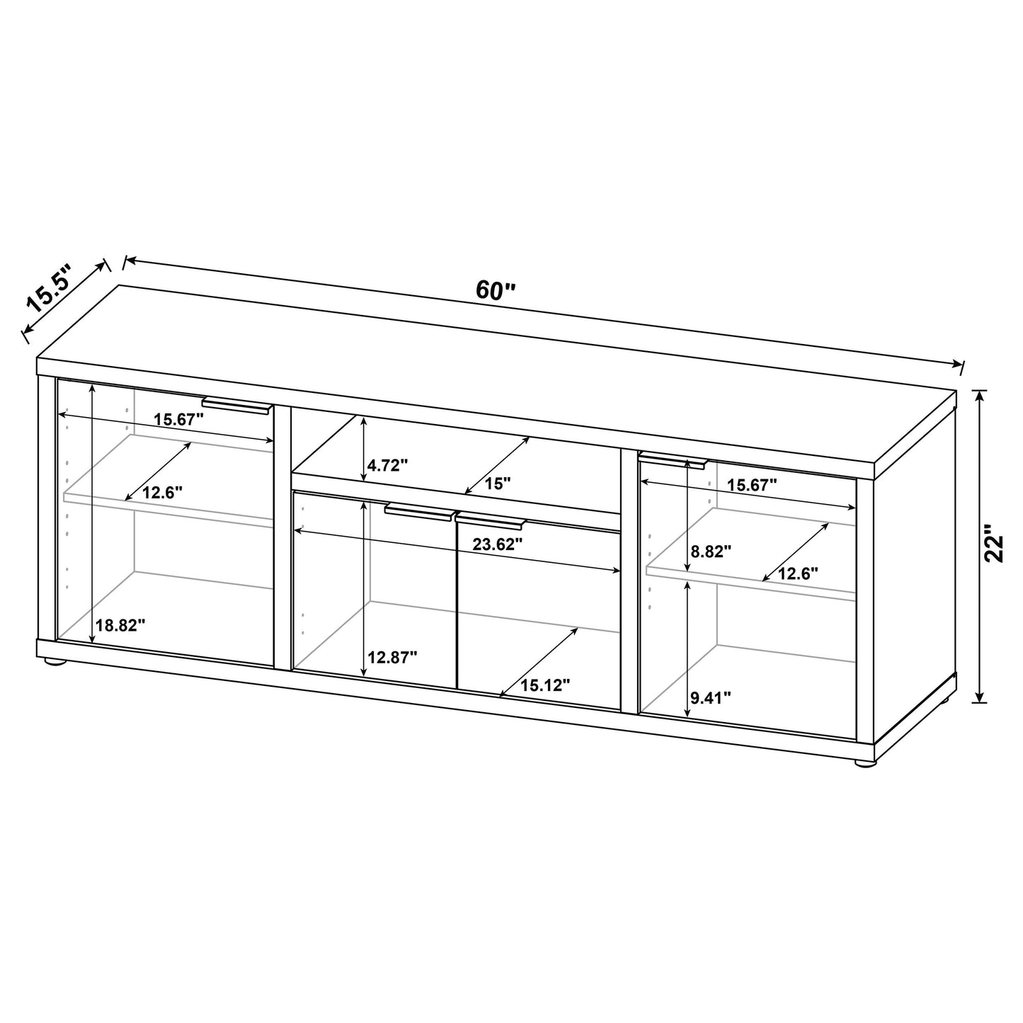 Tabby 3-Piece Entertainment Center for a TV up to 65 Inches Mango