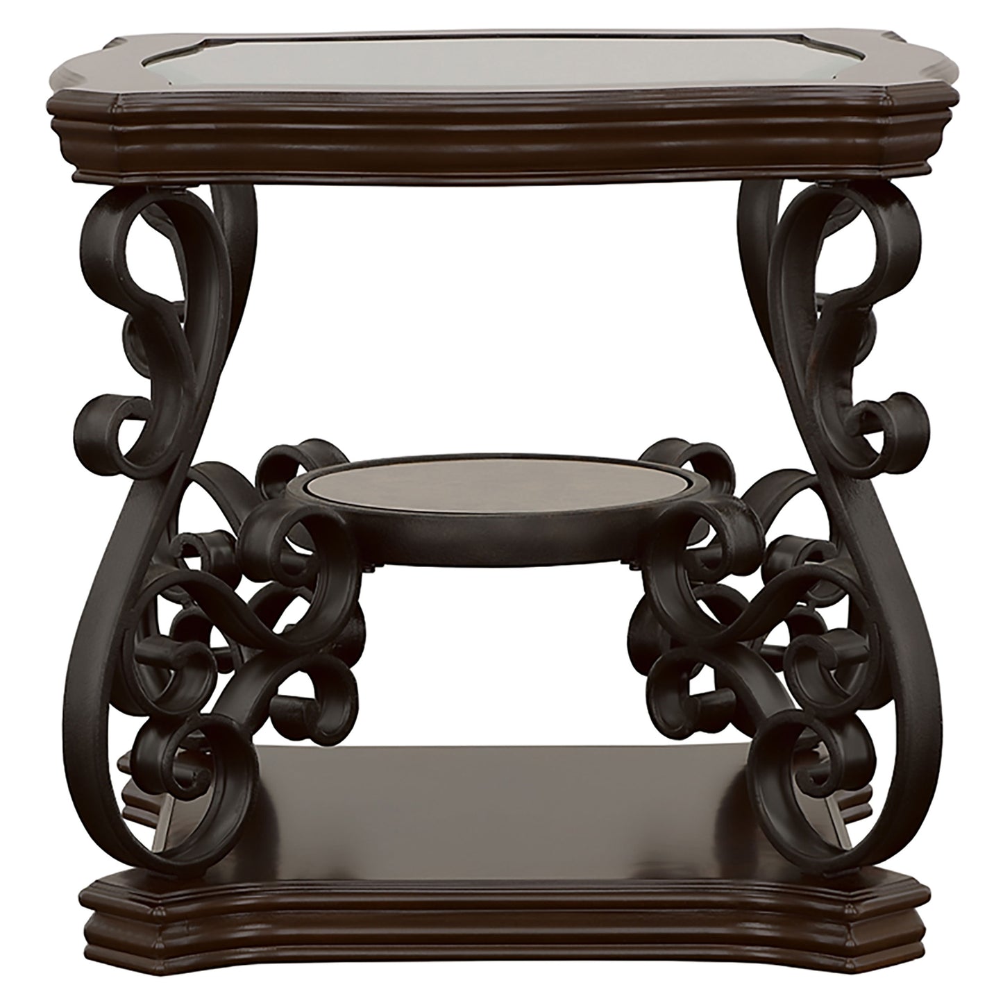 Laney 1-shelf Glass Top Square End Table Deep Merlot