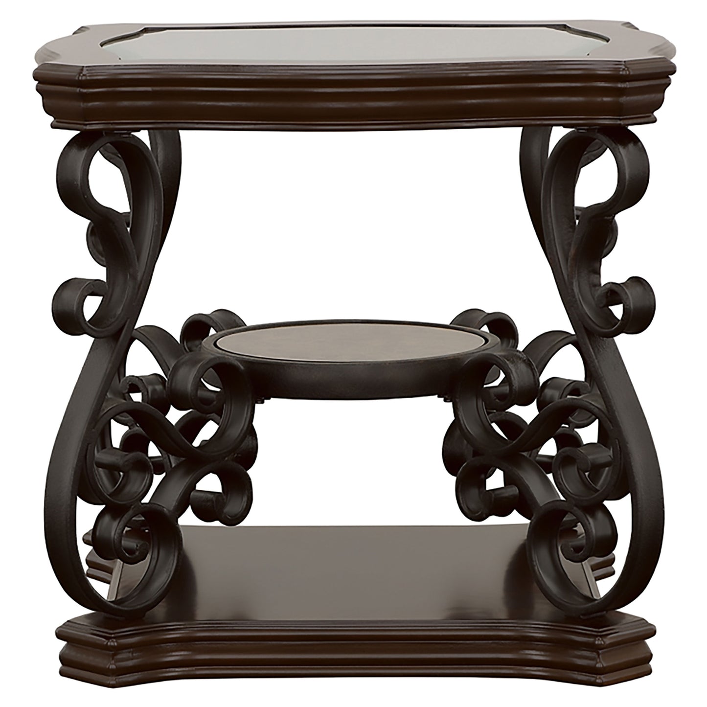 Laney 1-shelf Glass Top Square End Table Deep Merlot