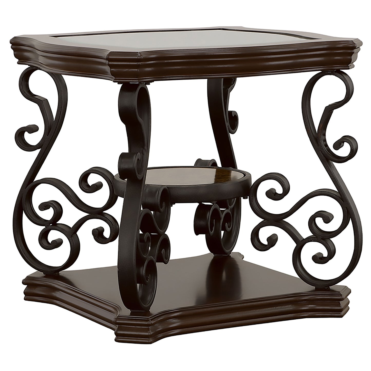 Laney 1-shelf Glass Top Square End Table Deep Merlot