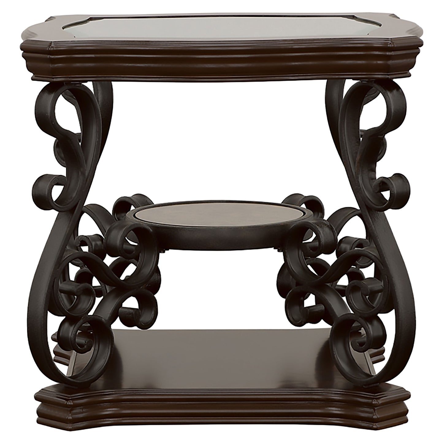 Laney 1-shelf Glass Top Square End Table Deep Merlot