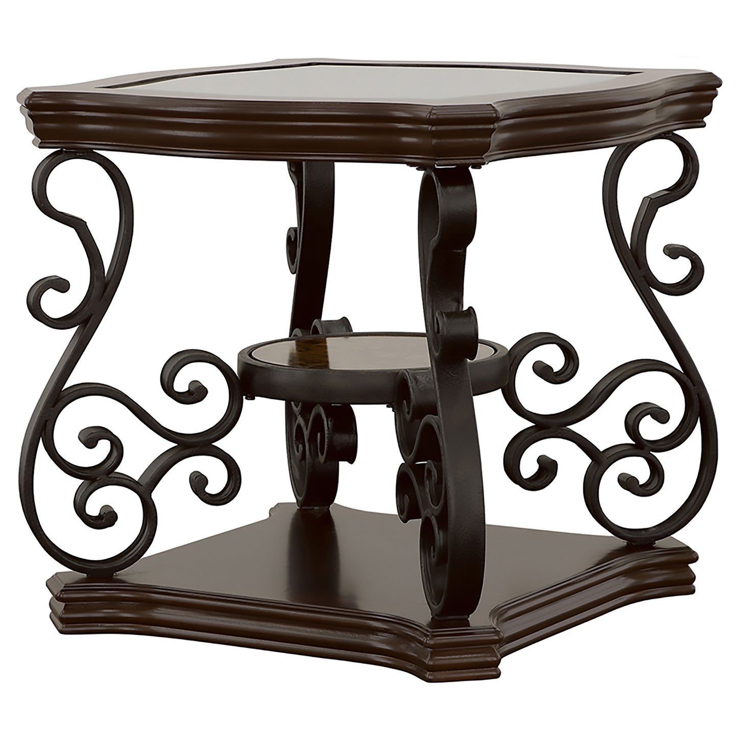 Laney 1-shelf Glass Top Square End Table Deep Merlot