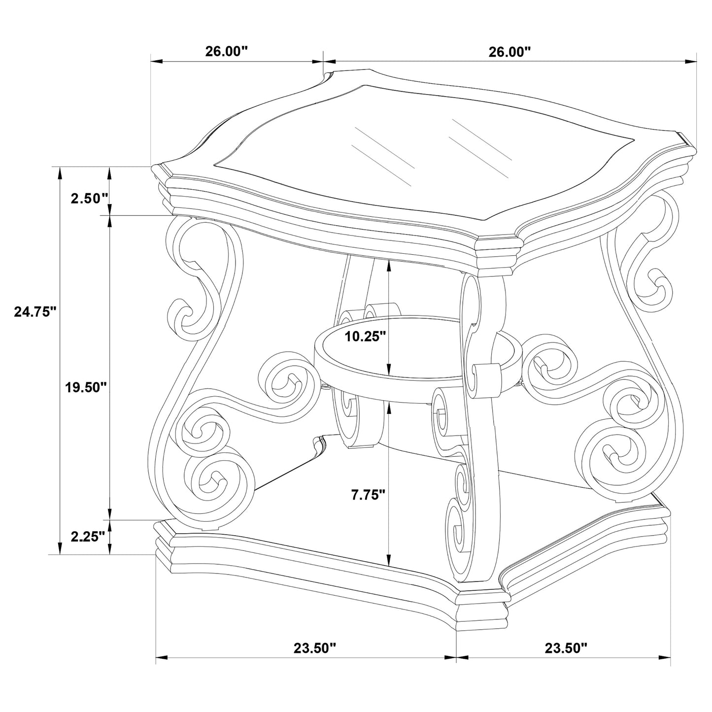 Laney 1-shelf Glass Top Square End Table Deep Merlot