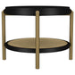 Arini Round End Side Table With Storage Shelf Black