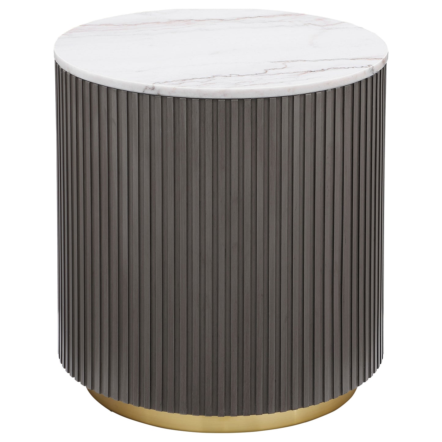 Jason 2-piece Round White Marble Coffee Table Set Charcoal