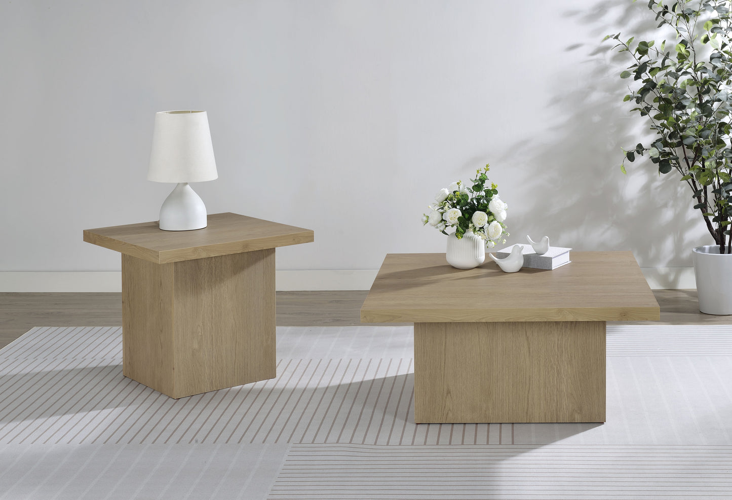 Devar Square Engineered Wood Side End Table Latte