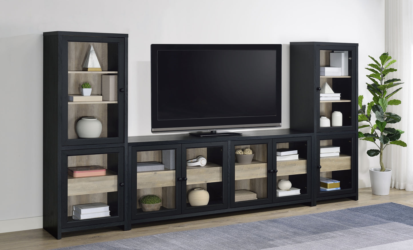 Denison 67-inch 2-door Media Tower Storage Cabinet Black