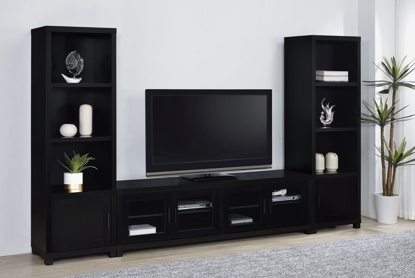 Sachin 4-door Engineered Wood 79-inch TV Stand Black