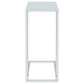 Stella White Glass Top C-Shaped Sofa Side Table Chrome