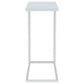 Stella White Glass Top C-Shaped Sofa Side Table Chrome