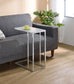Stella White Glass Top C-Shaped Sofa Side Table Chrome