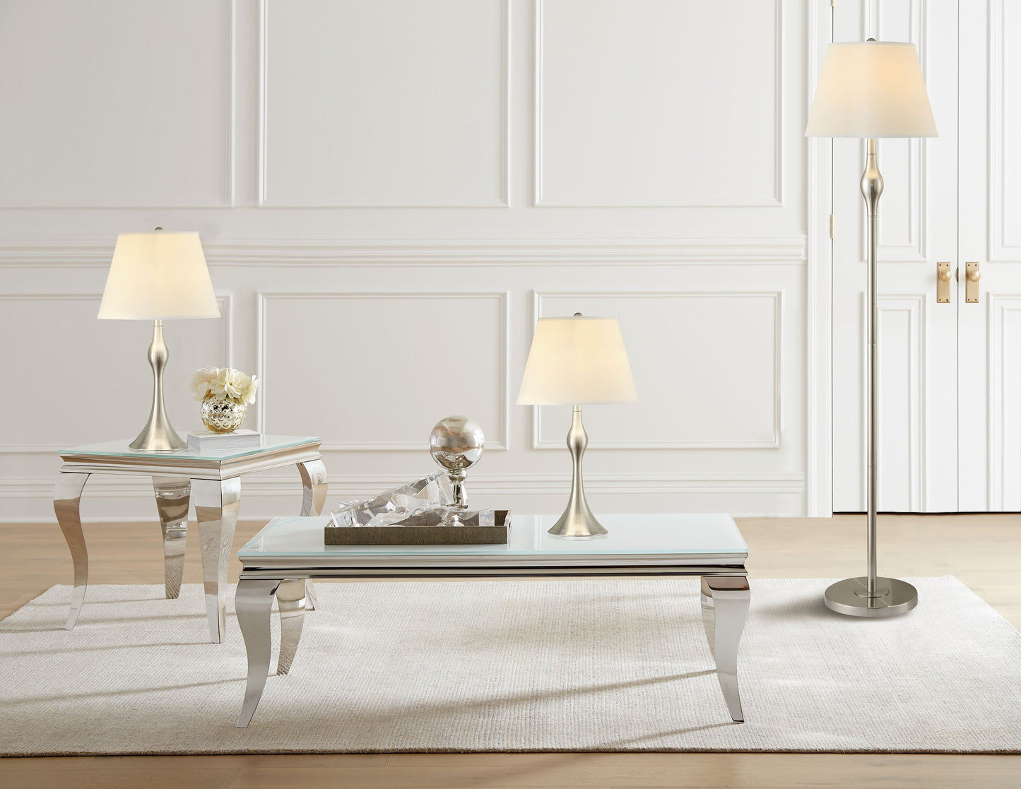 Griffin 3-piece Floor and Table Lamp Set Brushed Nickel