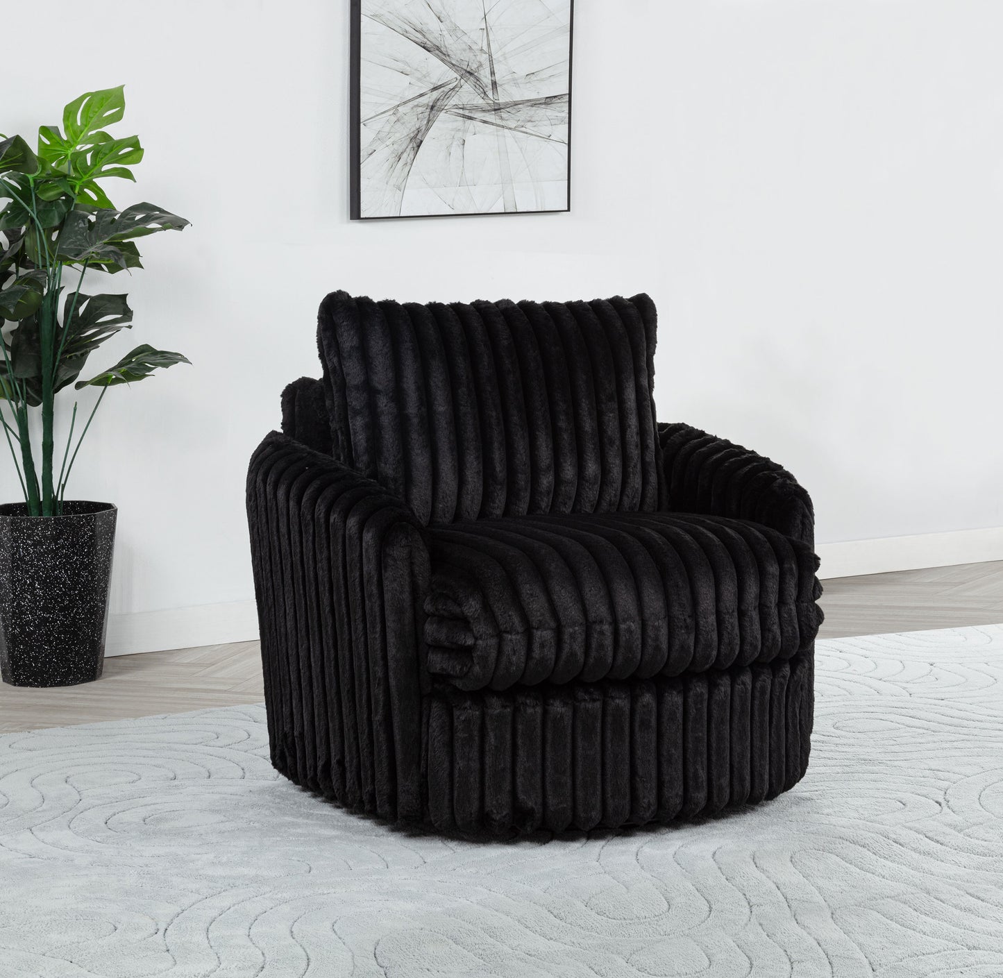 Sarco Corduroy Upholstered Swivel Accent Arm Chair Black