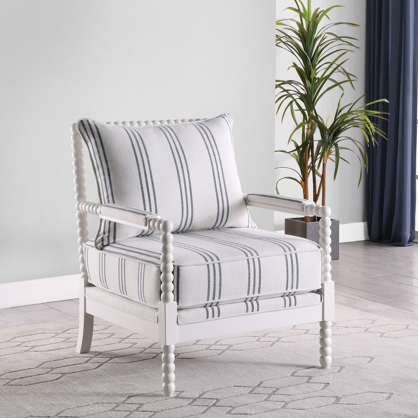 Blanchett Upholstered Bobbin Accent Chair White