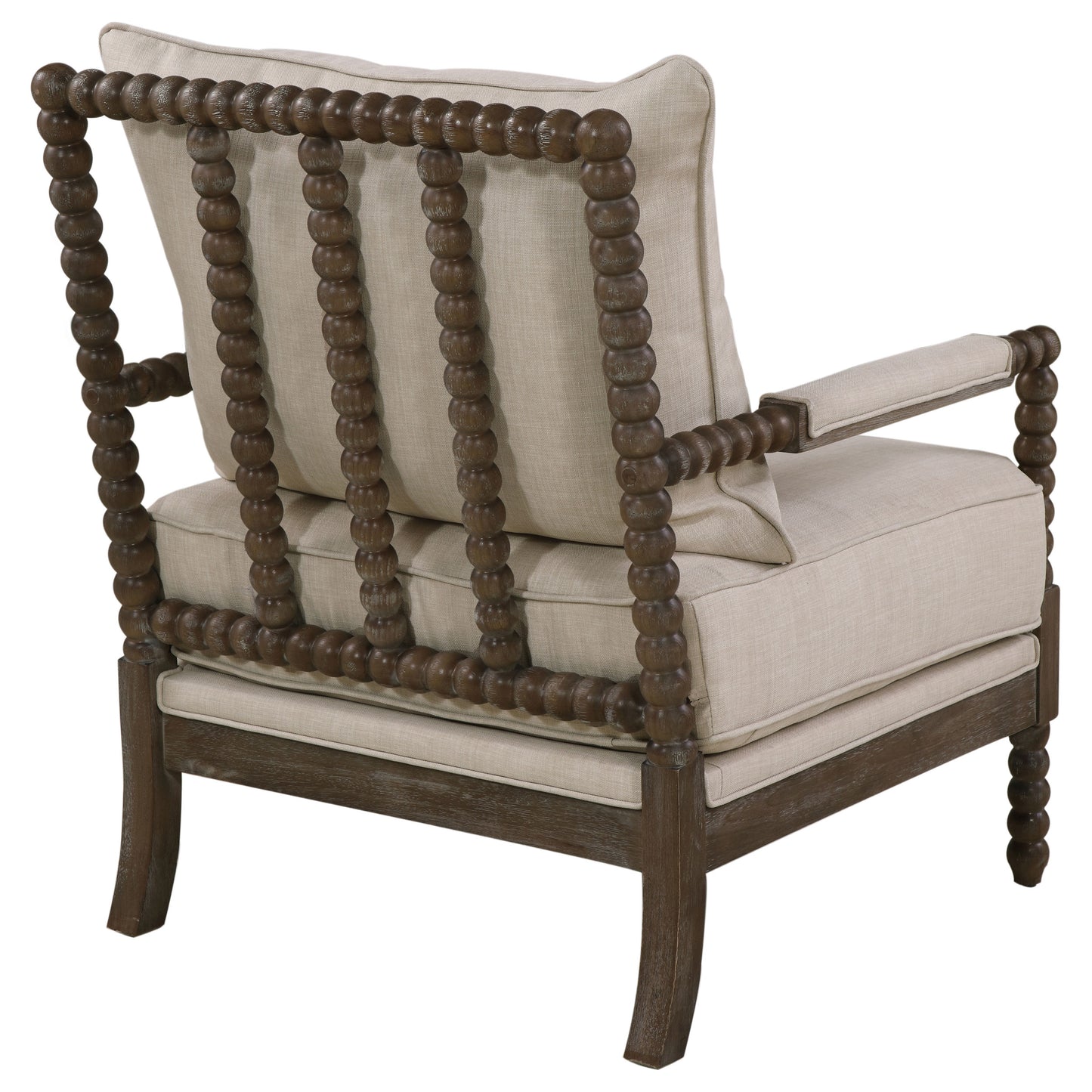 Blanchett Upholstered Bobbin Accent Chair Beige and Distressed Brown