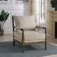 Blanchett Upholstered Bobbin Accent Chair Beige and Distressed Brown