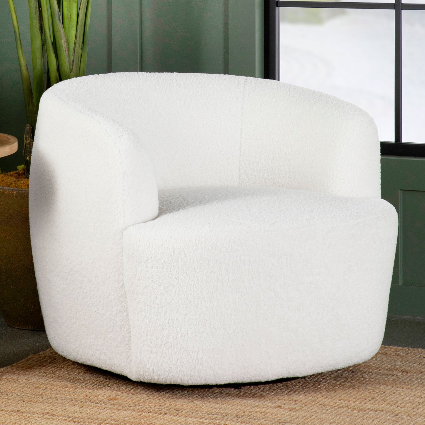 Hudson Sherpa Swivel Accent Chair Natural