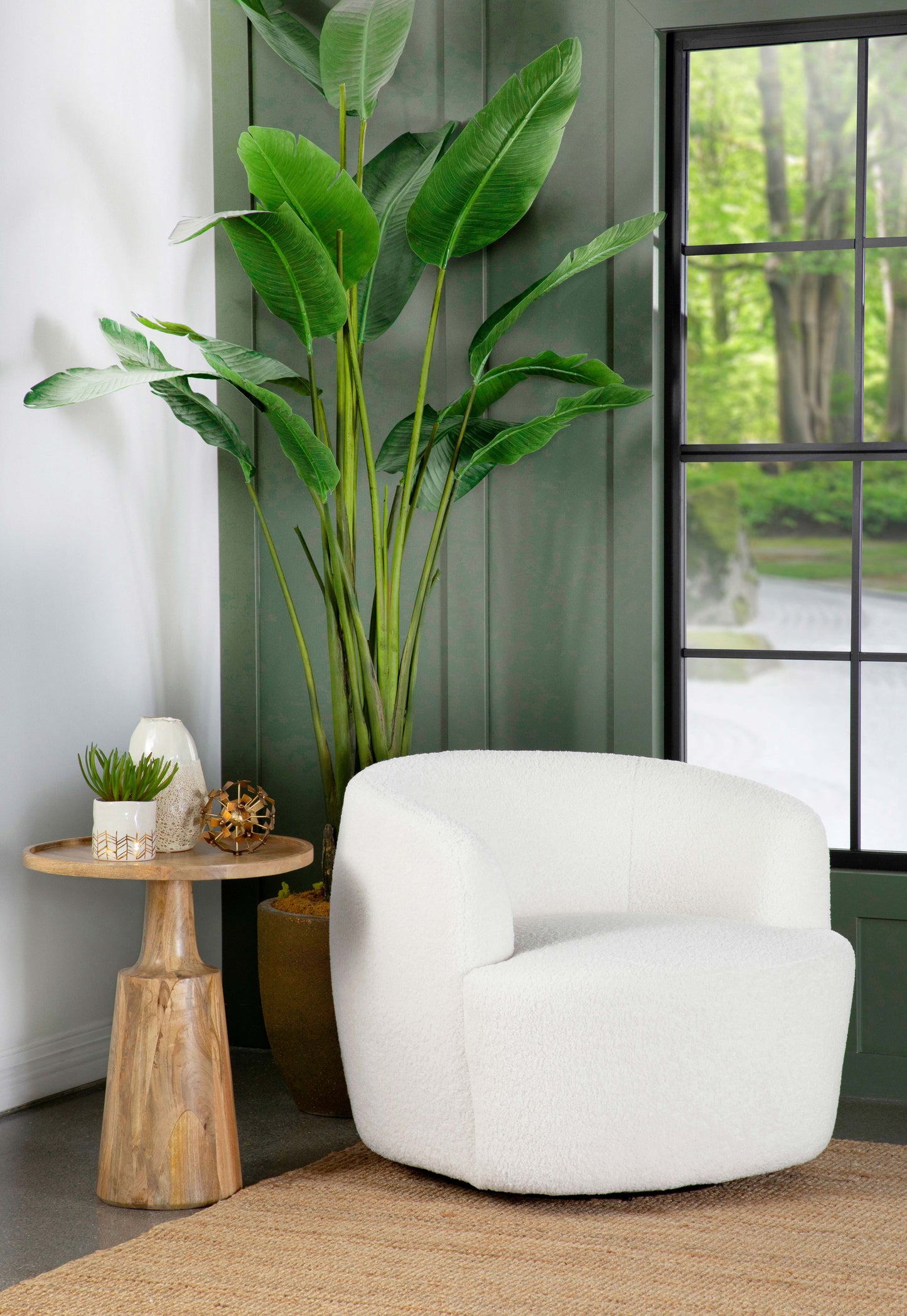 Hudson Sherpa Swivel Accent Chair Natural