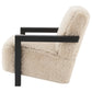 Fitzroy Faux Fur Upholstered Chair Solid Wood Arms Latte