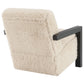 Fitzroy Faux Fur Upholstered Chair Solid Wood Arms Latte