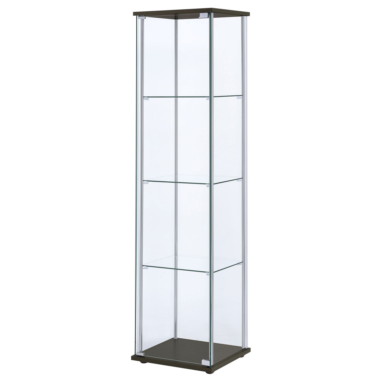 Bellatrix 3-shelf Clear Glass Curio Cabinet Cappuccino