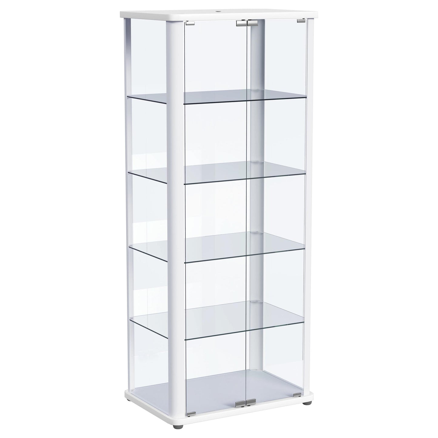 Aero LED 4-Shelf Glass Curio Display Cabinet White