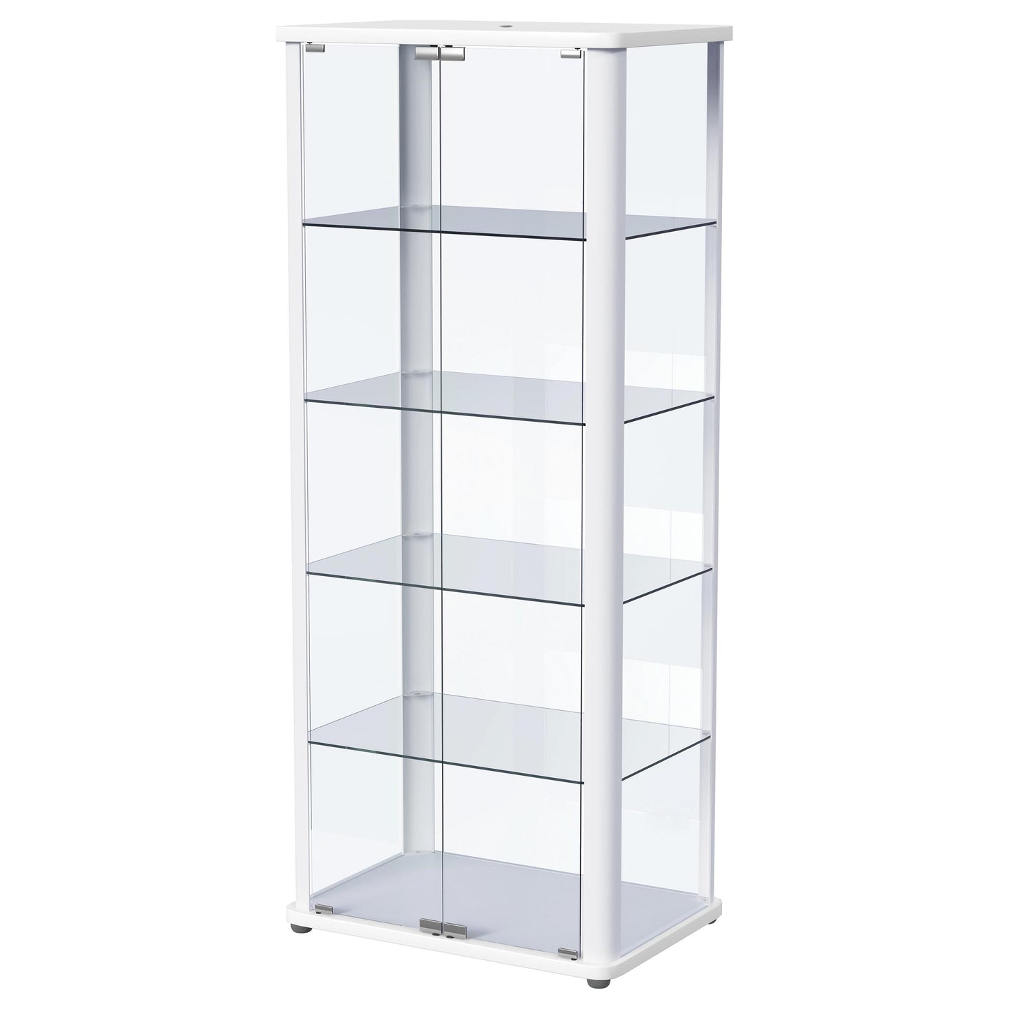 Aero LED 4-Shelf Glass Curio Display Cabinet White